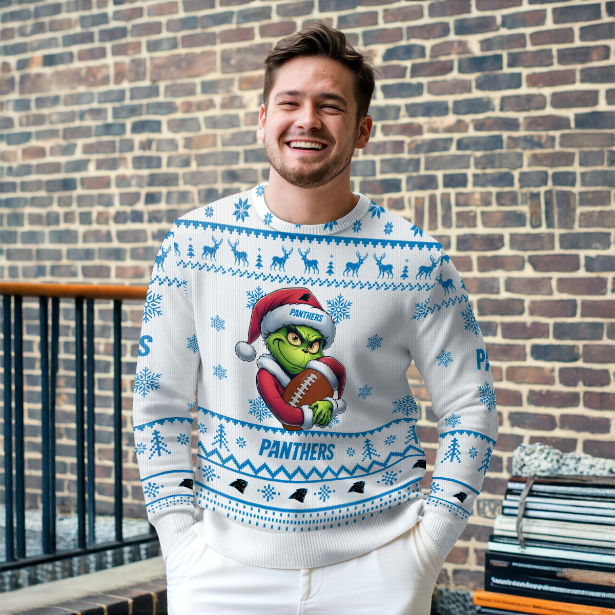 Carolina Panthers Premium Ugly Christmas Sweater Limited Edition AZHGUSW000003White