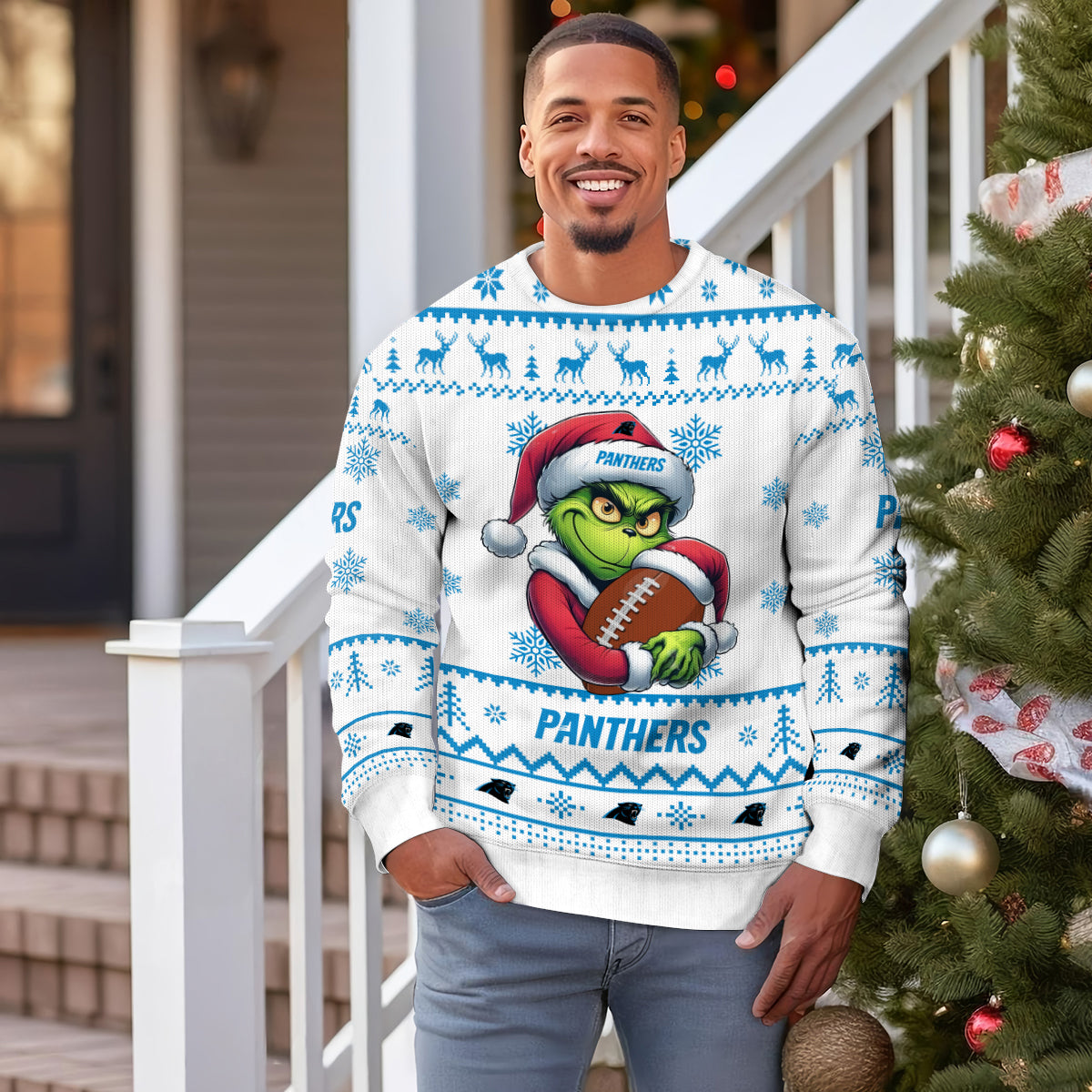 Carolina Panthers Premium Ugly Christmas Sweater Limited Edition AZHGUSW000003White