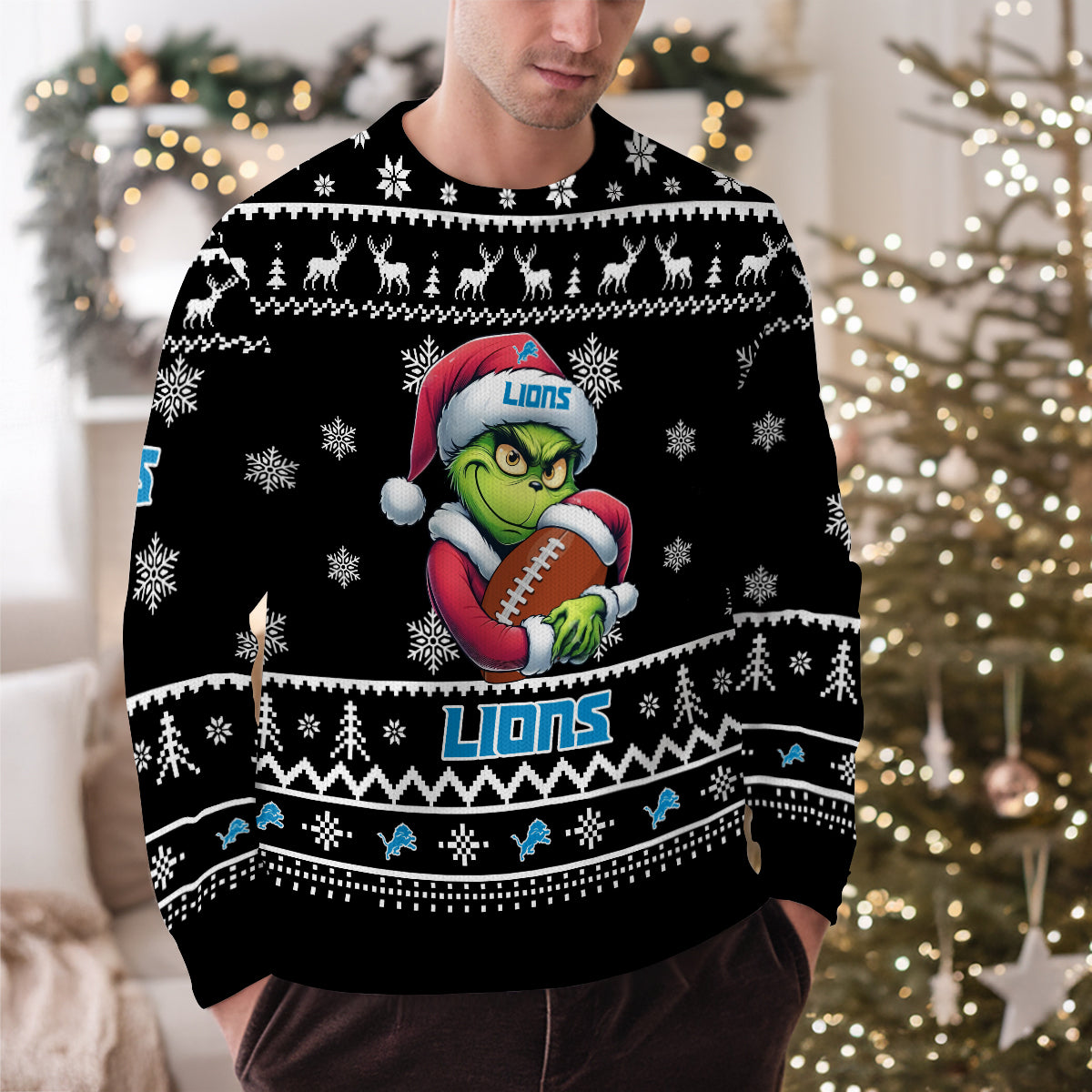 Detroit Lions Premium Ugly Christmas Sweater Limited Edition AZHGUSW000006Black