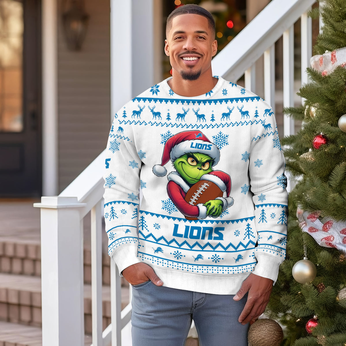 Detroit Lions Premium Ugly Christmas Sweater Limited Edition AZHGUSW000006White