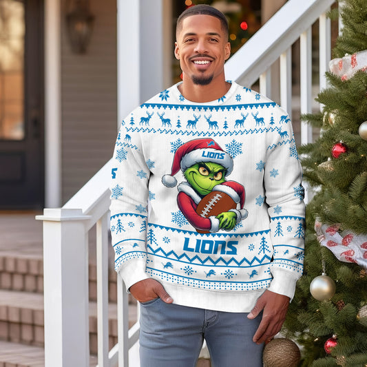 Detroit Lions Premium Ugly Christmas Sweater Limited Edition AZHGUSW000006White