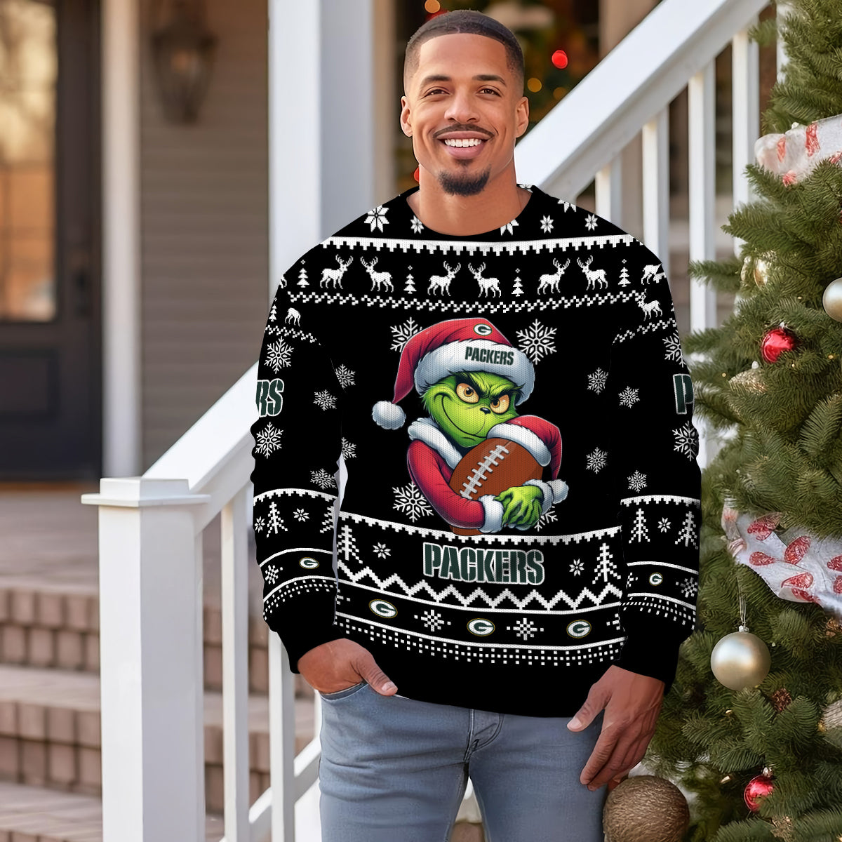 Green Bay Packers Premium Ugly Christmas Sweater Limited Edition AZHGUSW000007Black