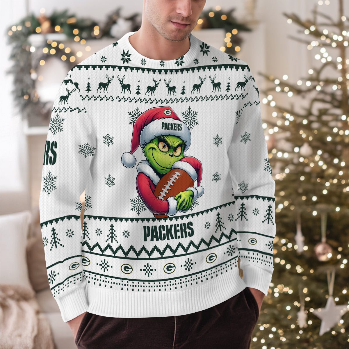 Green Bay Packers Premium Ugly Christmas Sweater Limited Edition AZHGUSW000007White