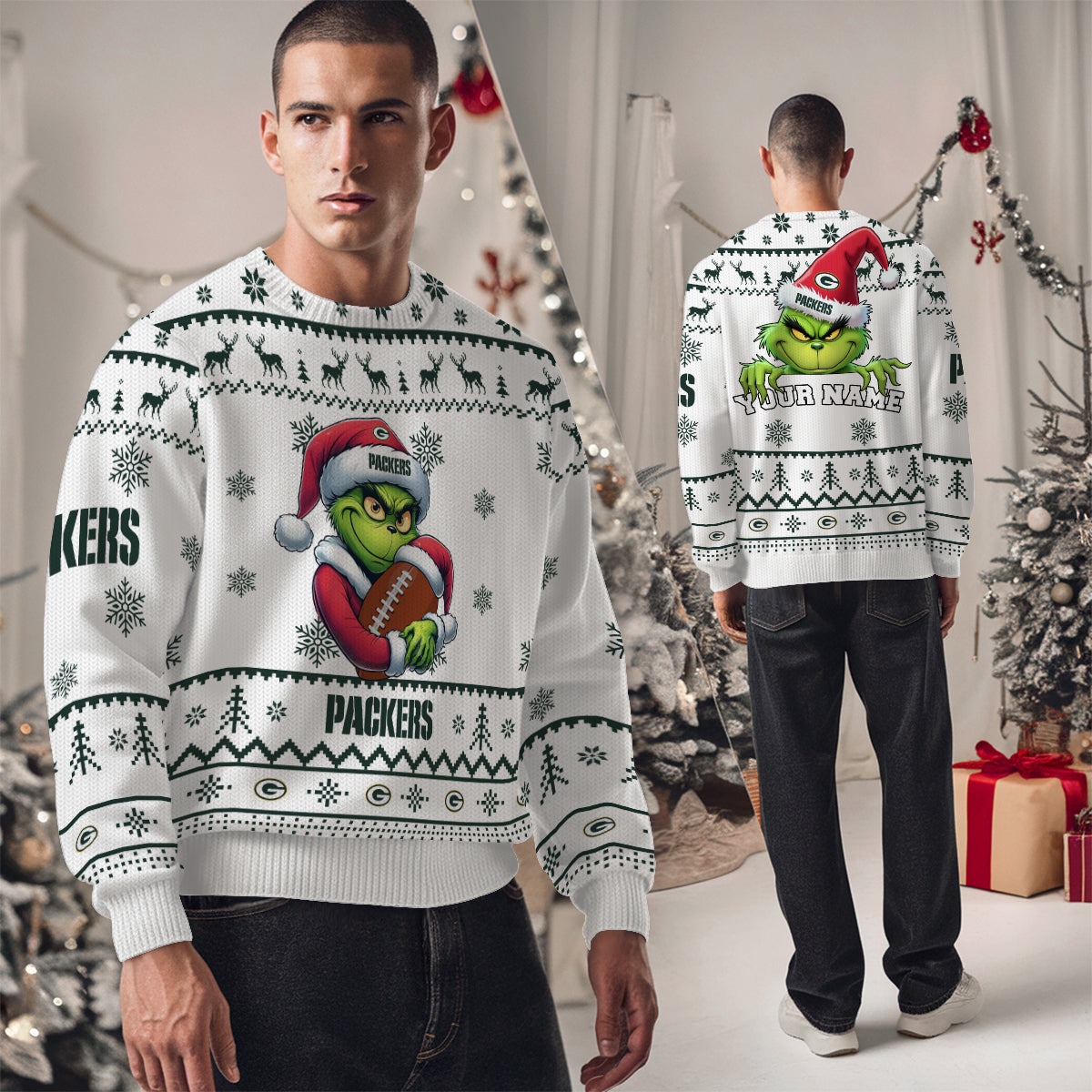 Green Bay Packers Premium Ugly Christmas Sweater Limited Edition AZHGUSW000007White