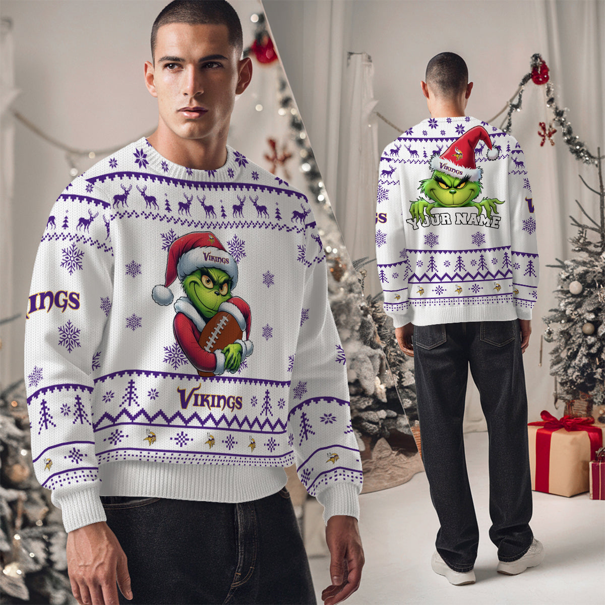 Minnesota Vikings Premium Ugly Christmas Sweater Limited Edition AZHGUSW000009White