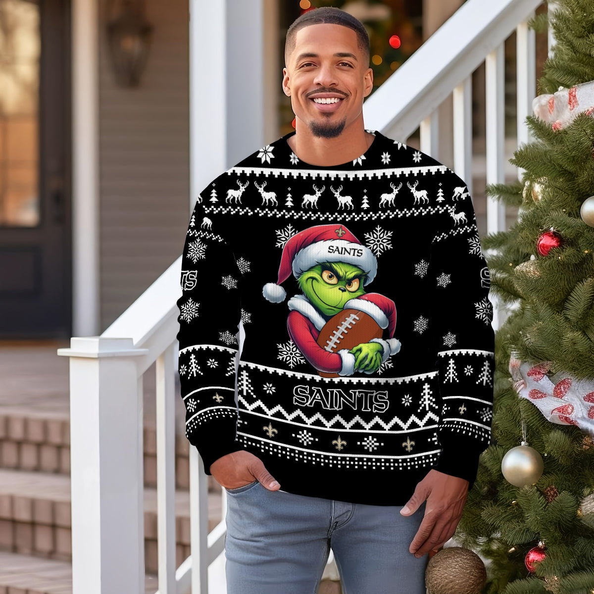 New Orleans Saints Premium Ugly Christmas Sweater Limited Edition AZHGUSW000010Black