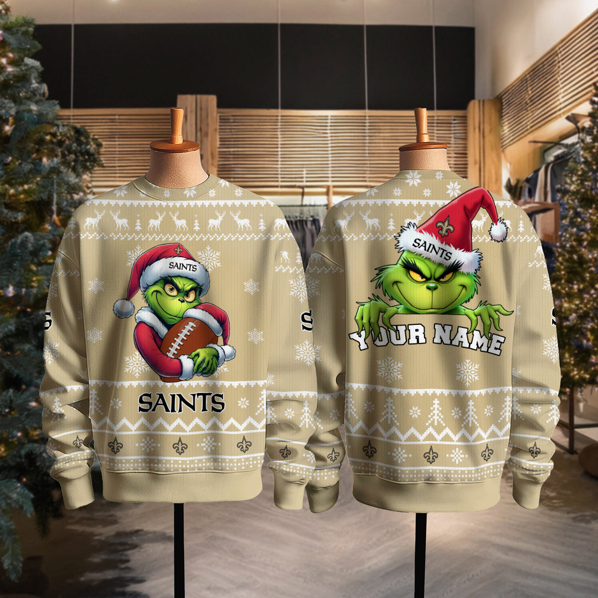 New Orleans Saints Premium Ugly Christmas Sweater Limited Edition AZHGUSW000010TeamColor