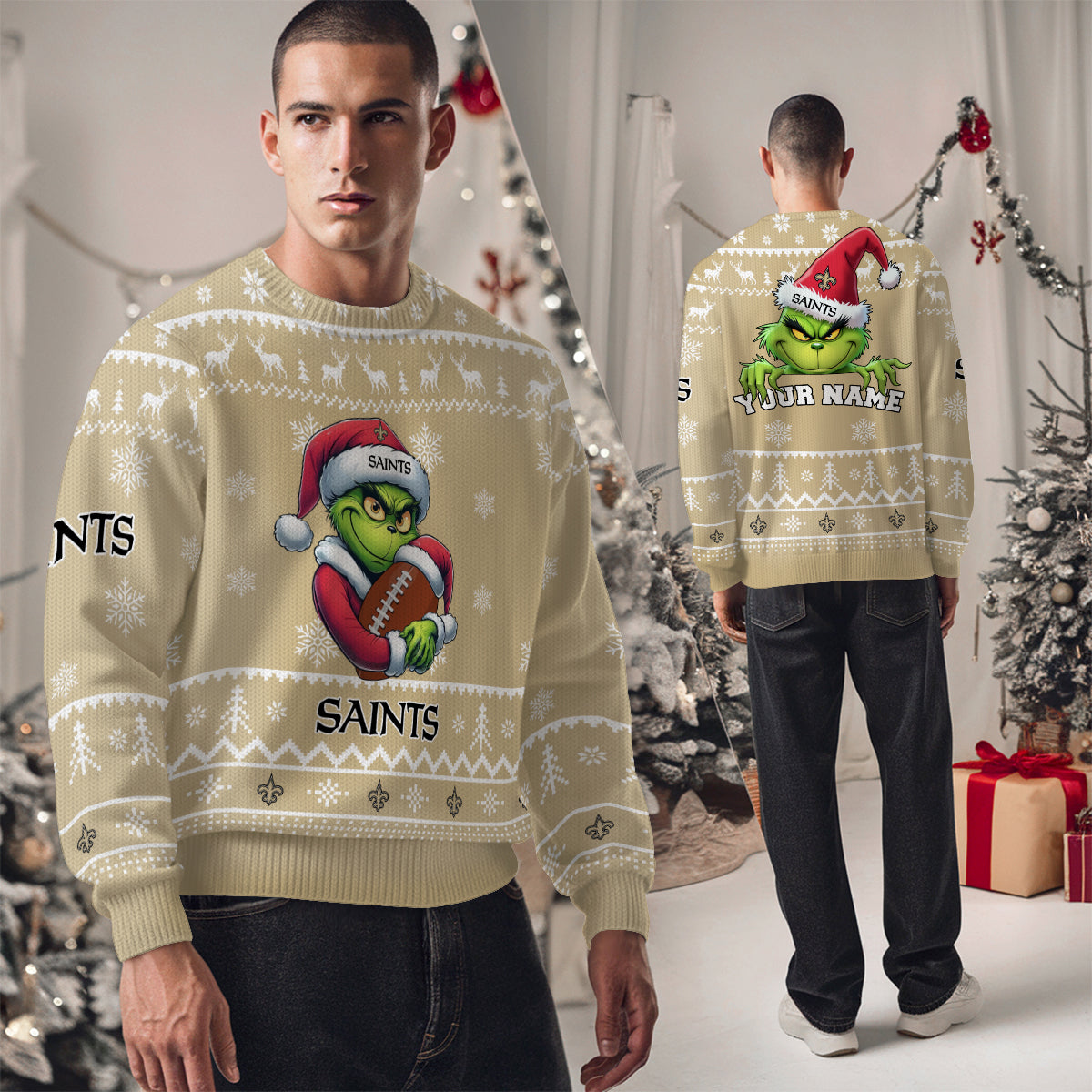 New Orleans Saints Premium Ugly Christmas Sweater Limited Edition AZHGUSW000010TeamColor
