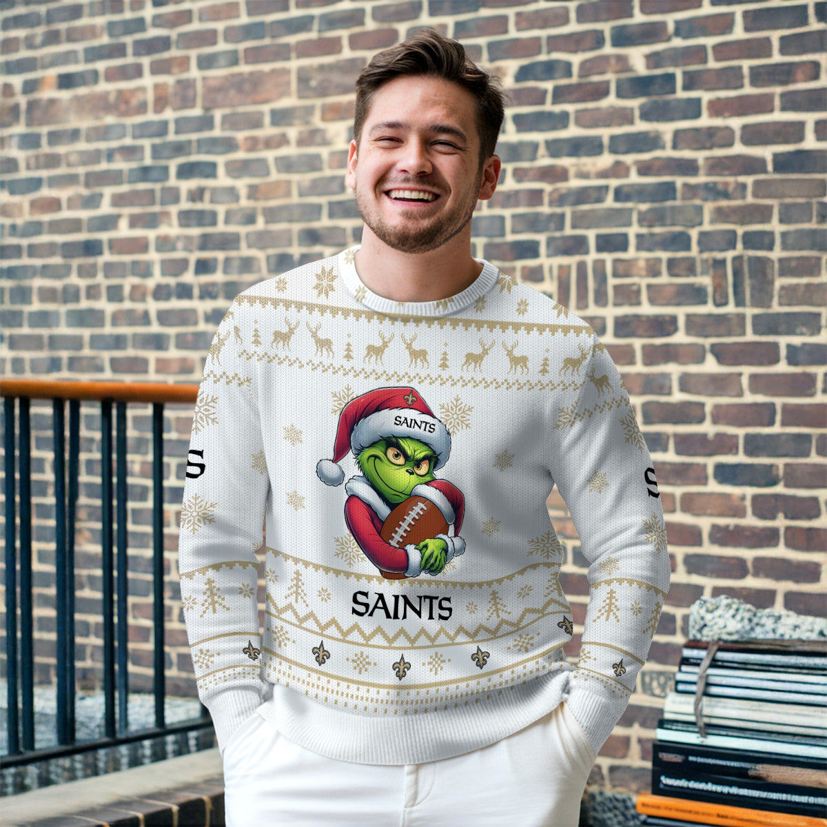 New Orleans Saints Premium Ugly Christmas Sweater Limited Edition AZHGUSW000010White