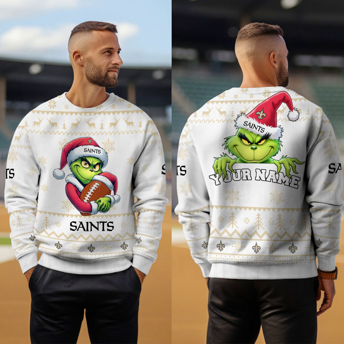 New Orleans Saints Premium Ugly Christmas Sweater Limited Edition AZHGUSW000010White
