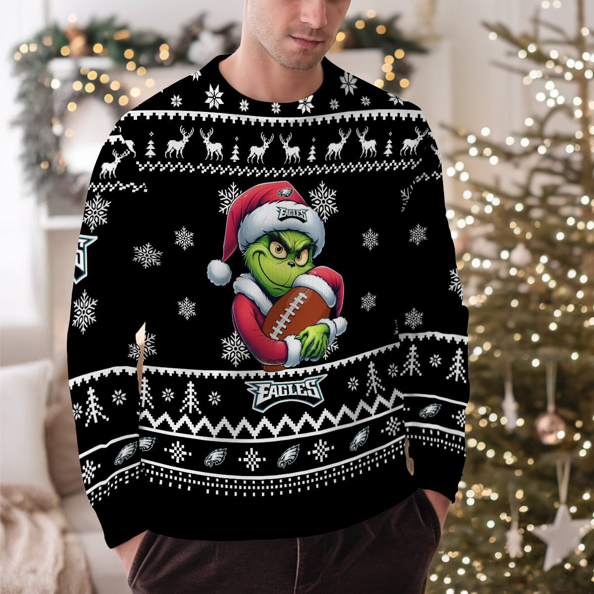 Philadelphia Eagles Premium Ugly Christmas Sweater Limited Edition AZHGUSW000012Black