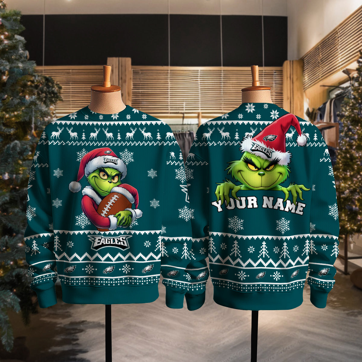 Philadelphia Eagles Premium Ugly Christmas Sweater Limited Edition AZHGUSW000012TeamColor