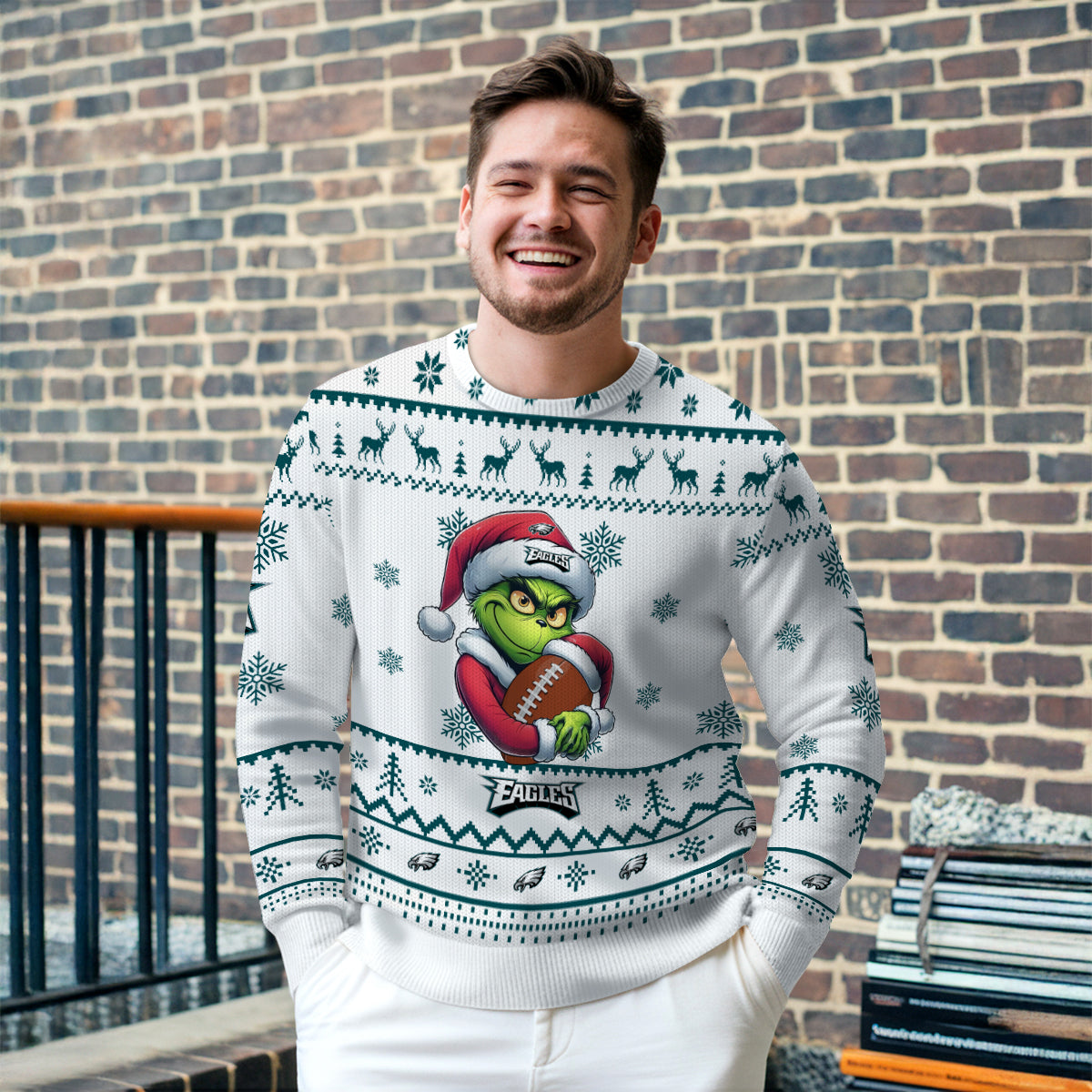 Philadelphia Eagles Premium Ugly Christmas Sweater Limited Edition AZHGUSW000012White