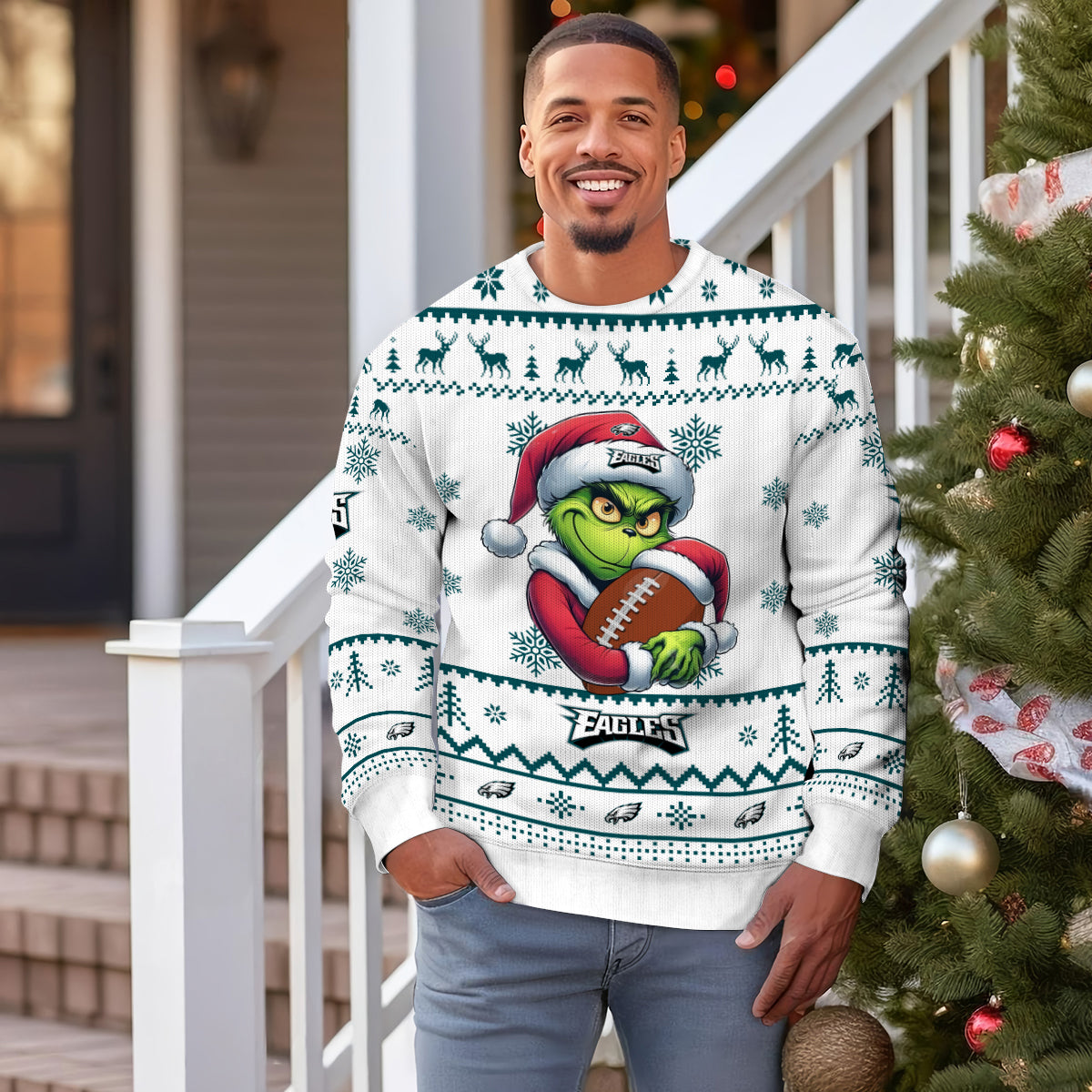 Philadelphia Eagles Premium Ugly Christmas Sweater Limited Edition AZHGUSW000012White