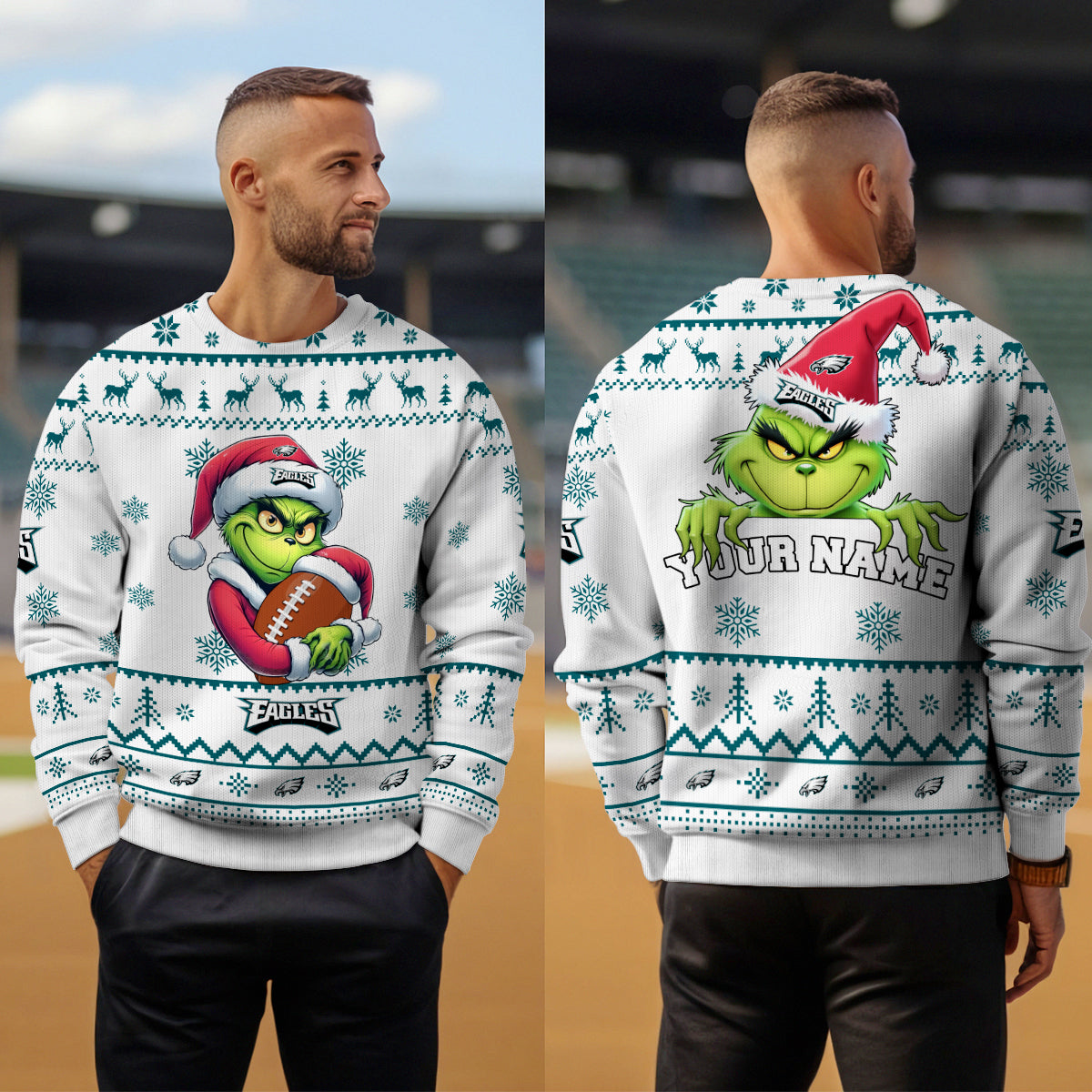 Philadelphia Eagles Premium Ugly Christmas Sweater Limited Edition AZHGUSW000012White