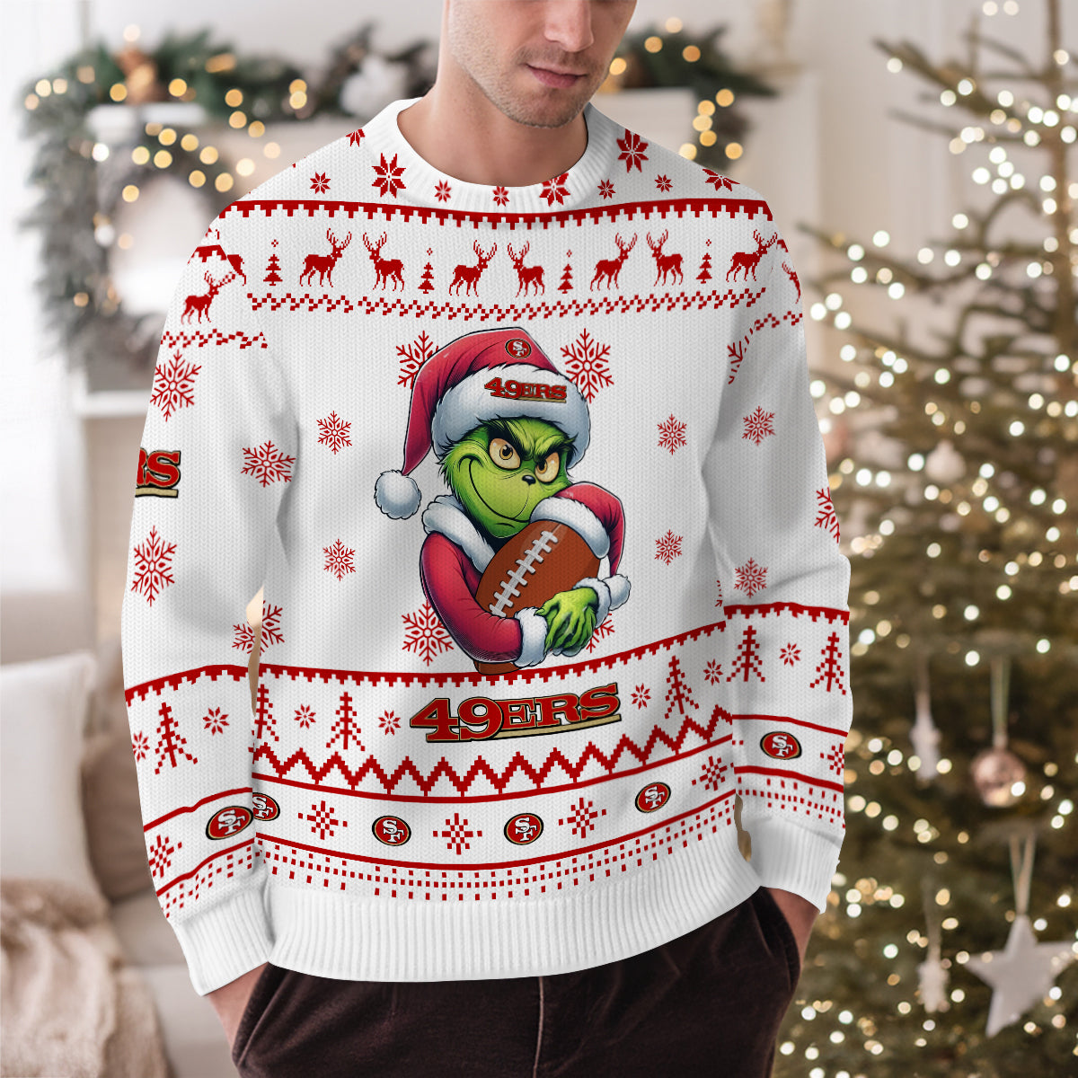 San Francisco 49ers Premium Ugly Christmas Sweater Limited Edition AZHGUSW000013White