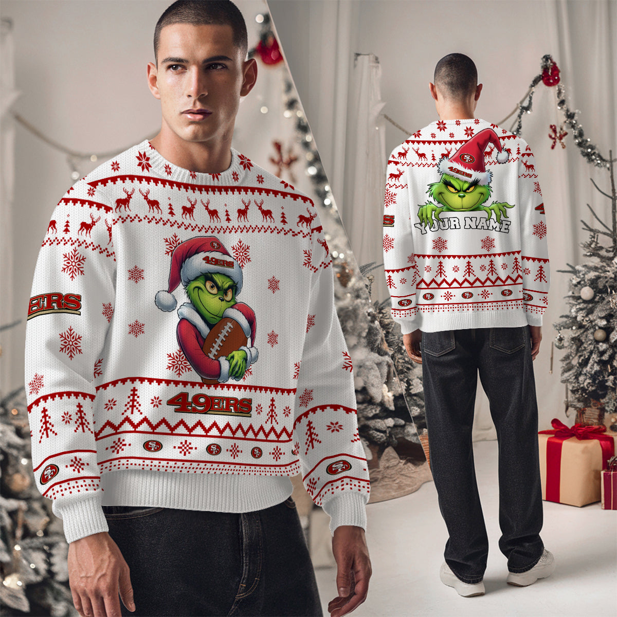 San Francisco 49ers Premium Ugly Christmas Sweater Limited Edition AZHGUSW000013White
