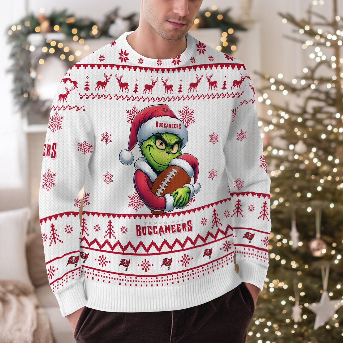 Tampa Bay Buccaneers Premium Ugly Christmas Sweater Limited Edition AZHGUSW000015White