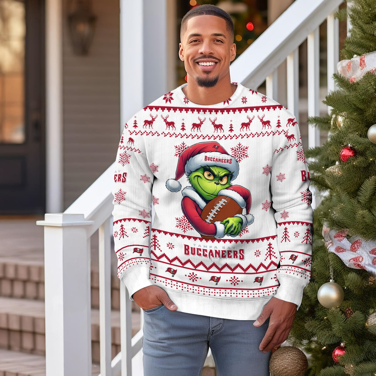 Tampa Bay Buccaneers Premium Ugly Christmas Sweater Limited Edition AZHGUSW000015White