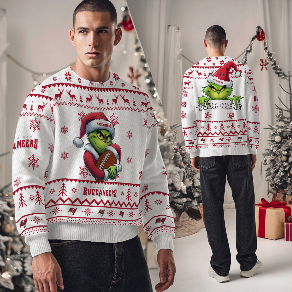 Tampa Bay Buccaneers Premium Ugly Christmas Sweater Limited Edition AZHGUSW000015White