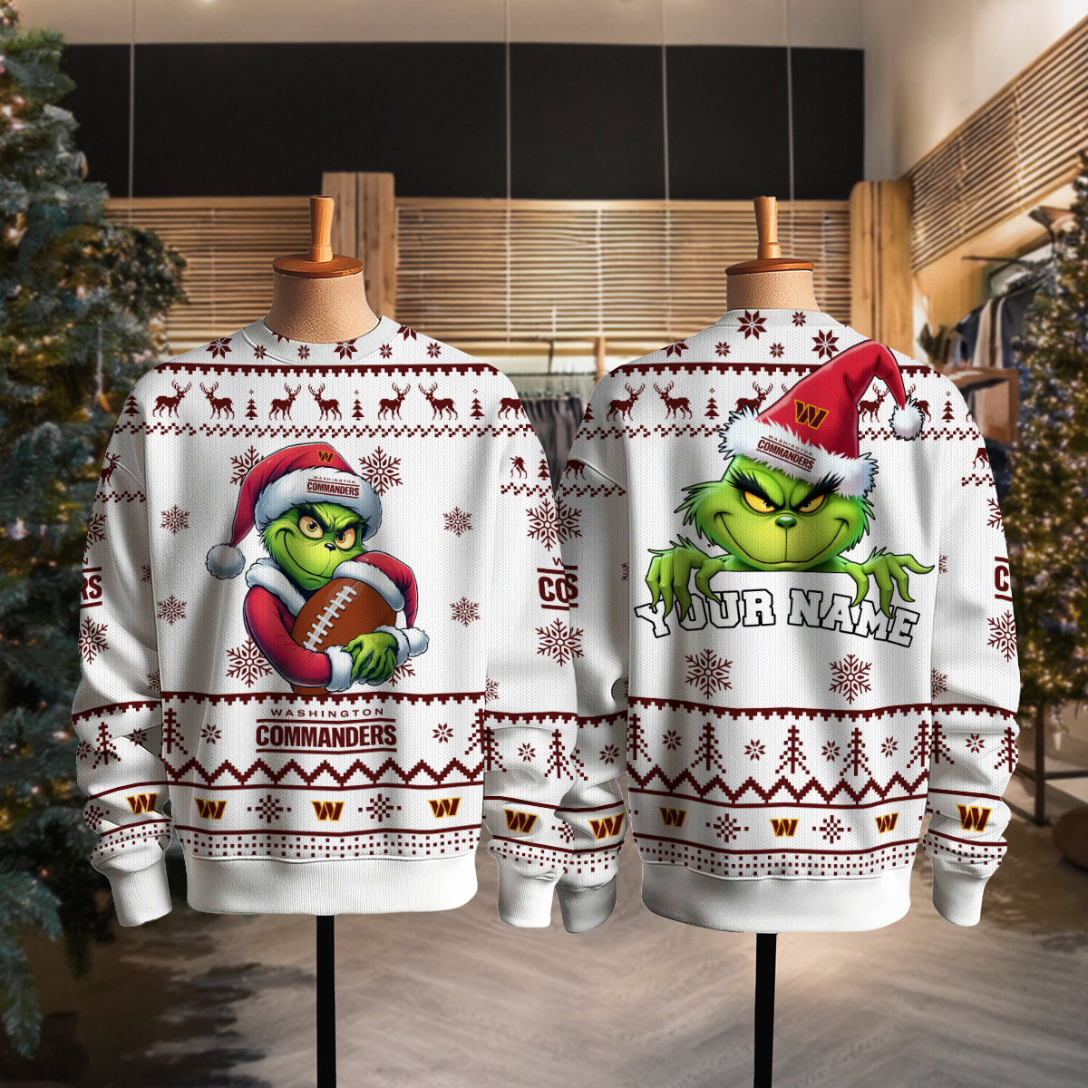 Washington Commanders Premium Ugly Christmas Sweater Limited Edition AZHGUSW000016White