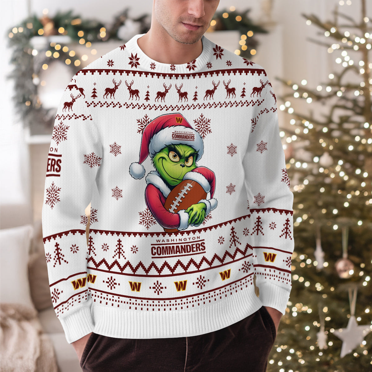 Washington Commanders Premium Ugly Christmas Sweater Limited Edition AZHGUSW000016White