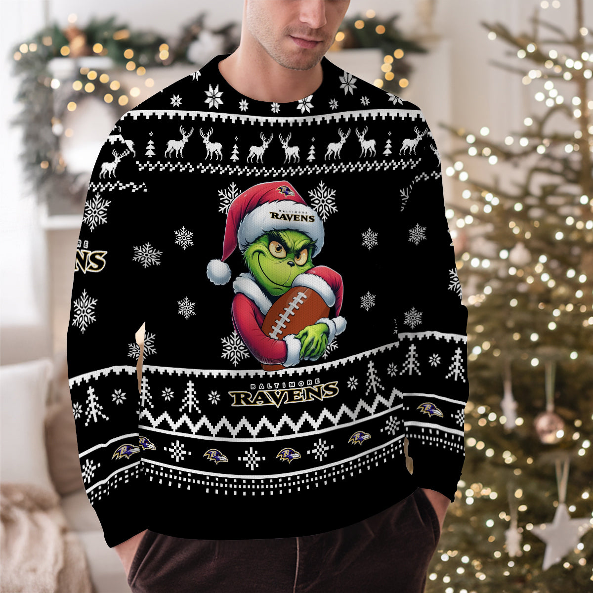 Baltimore Ravens Premium Ugly Christmas Sweater Limited Edition AZHGUSW000017Black