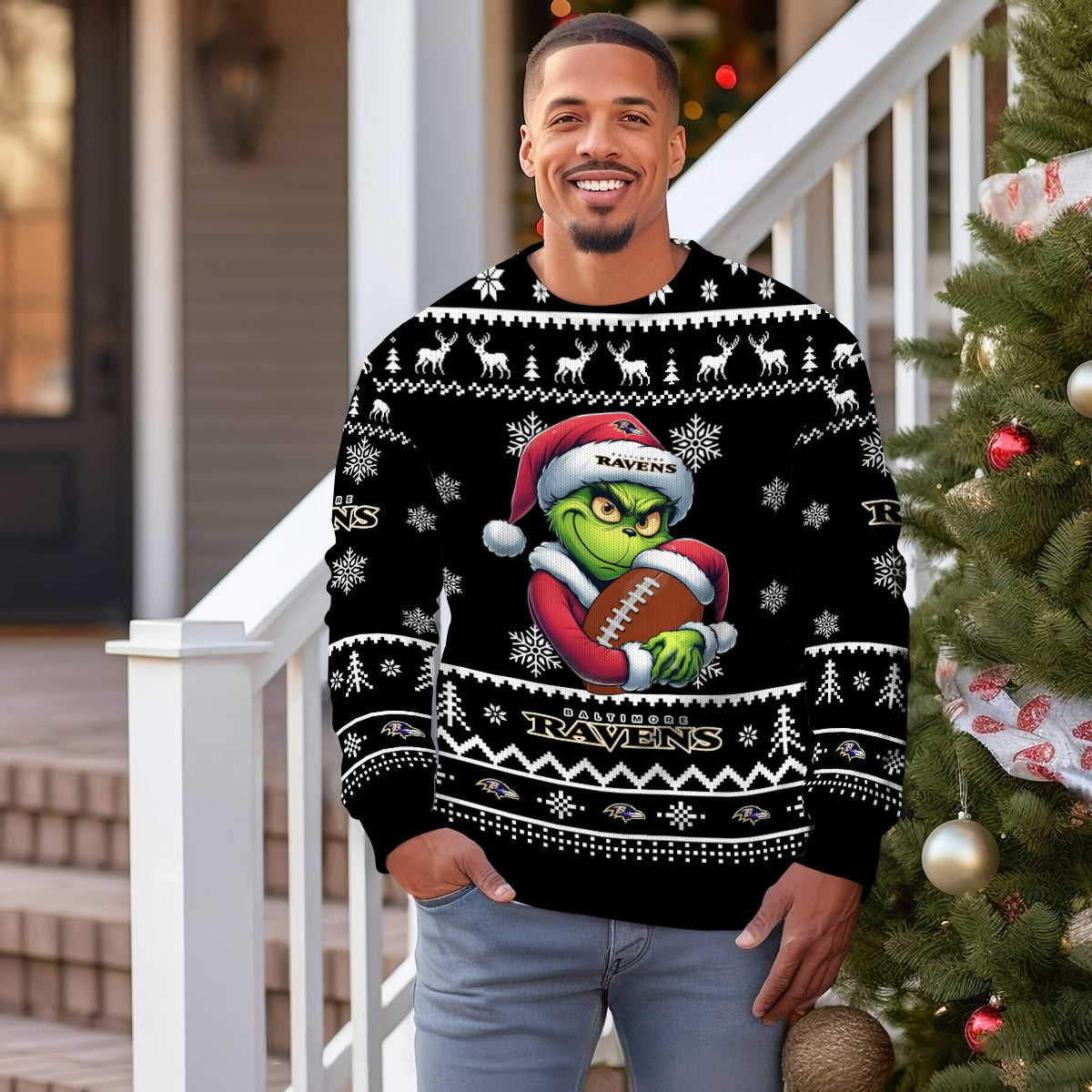 Baltimore Ravens Premium Ugly Christmas Sweater Limited Edition AZHGUSW000017Black