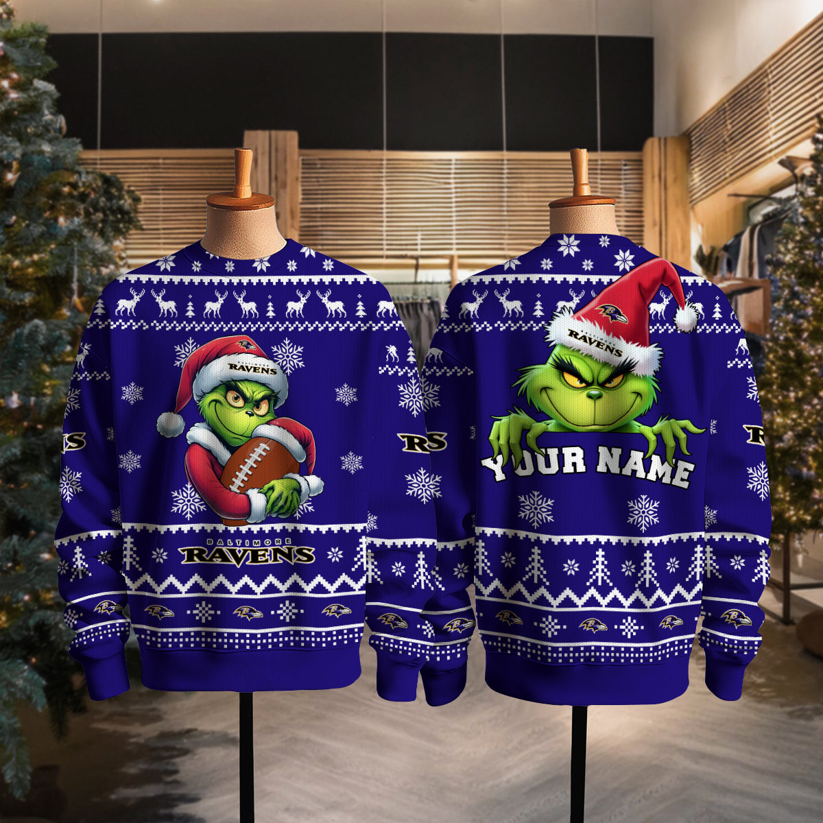 Baltimore Ravens Premium Ugly Christmas Sweater Limited Edition AZHGUSW000017TeamColor