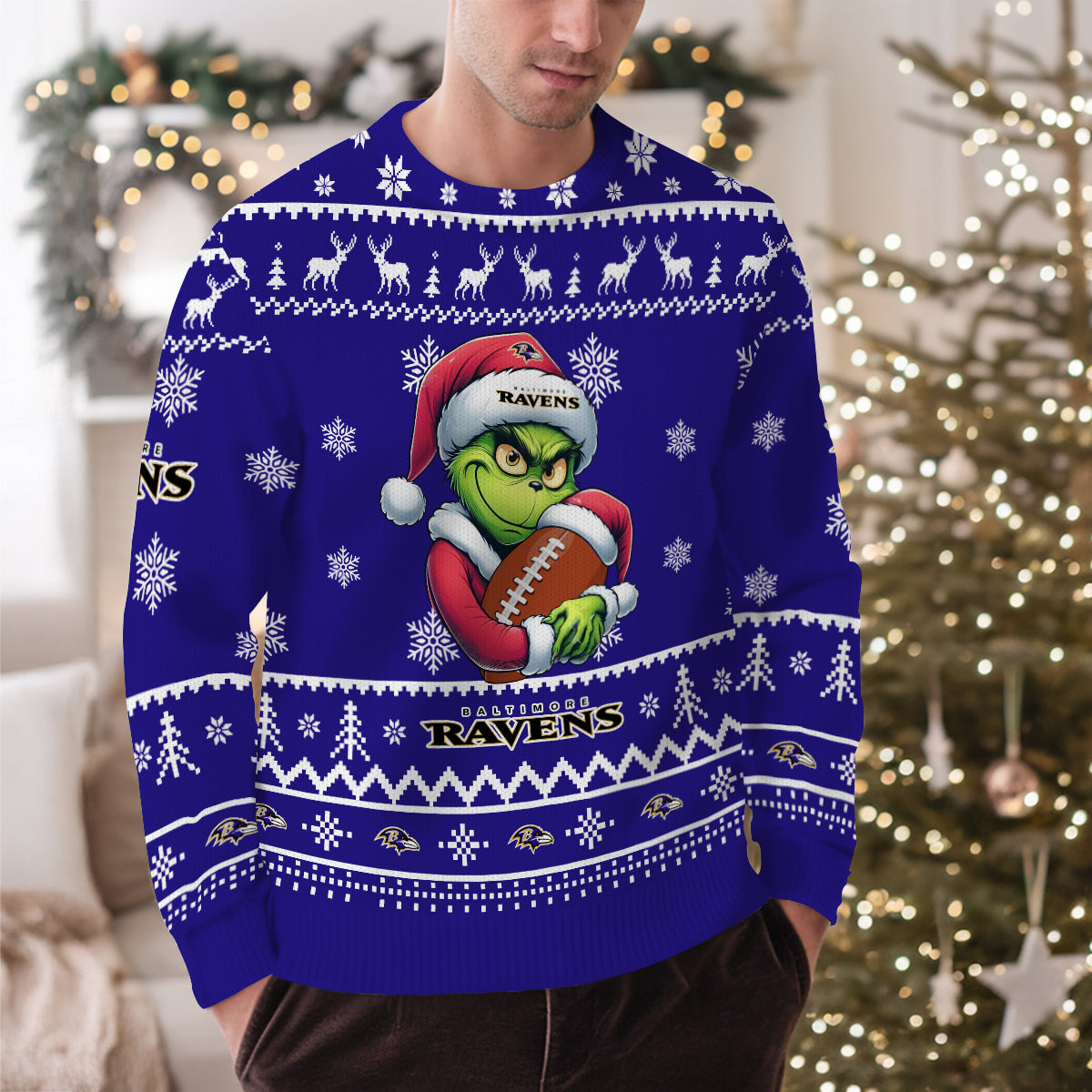 Baltimore Ravens Premium Ugly Christmas Sweater Limited Edition AZHGUSW000017TeamColor