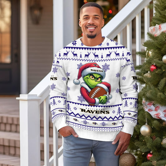 Baltimore Ravens Premium Ugly Christmas Sweater Limited Edition AZHGUSW000017White