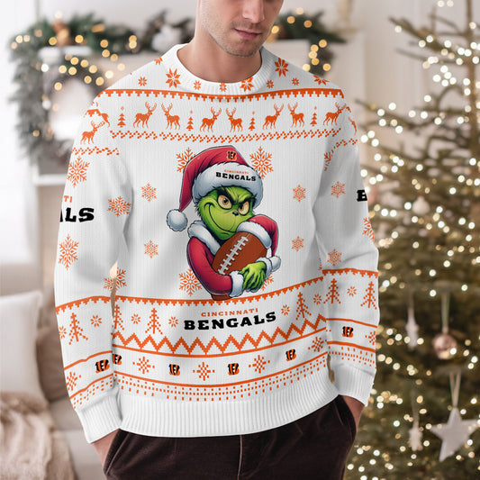 Cincinnati Bengals Premium Ugly Christmas Sweater Limited Edition AZHGUSW000019White