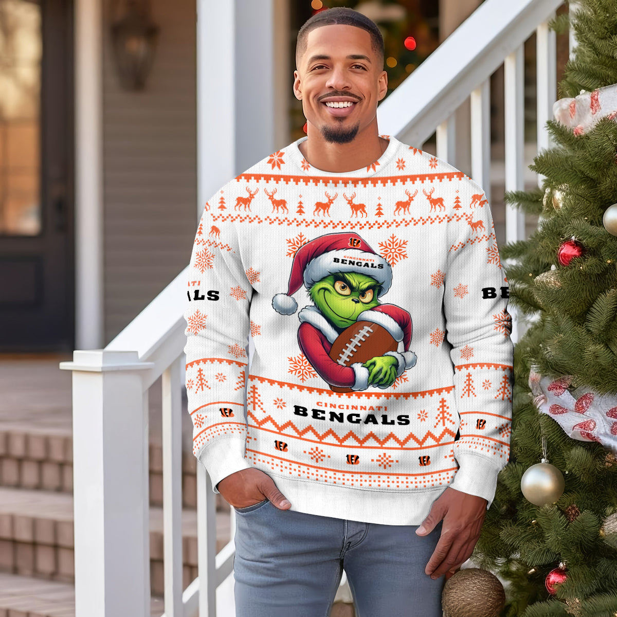 Cincinnati Bengals Premium Ugly Christmas Sweater Limited Edition AZHGUSW000019White