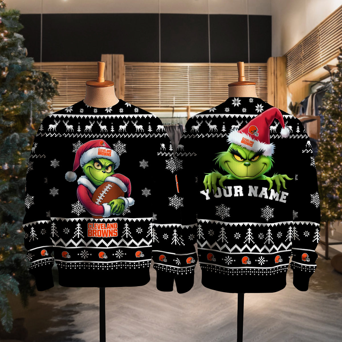 Cleveland Browns Premium Ugly Christmas Sweater Limited Edition AZHGUSW000020Black