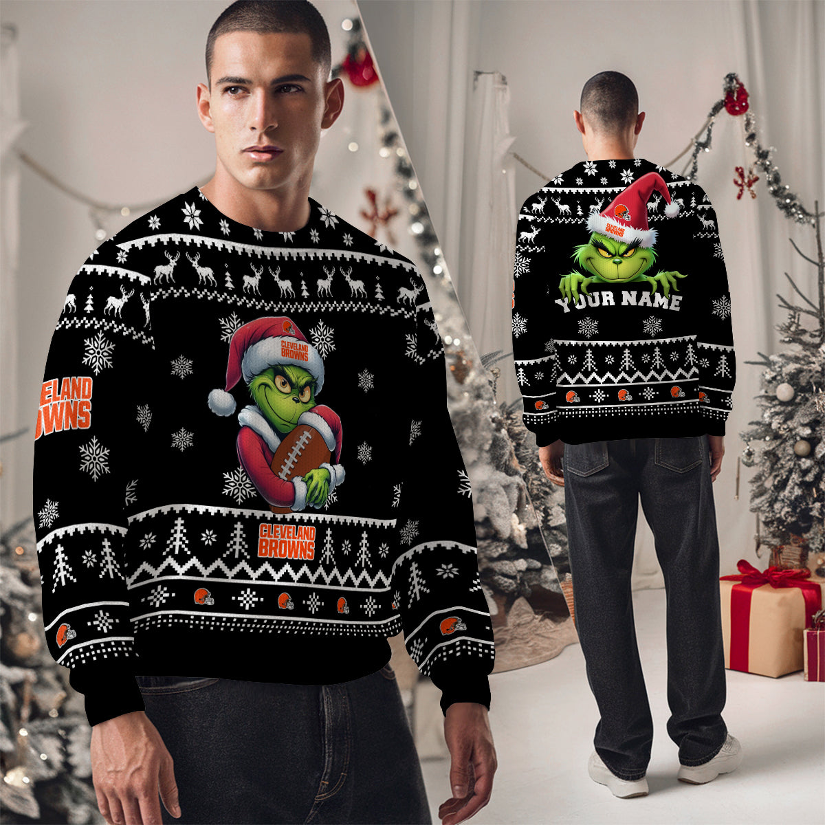 Cleveland Browns Premium Ugly Christmas Sweater Limited Edition AZHGUSW000020Black