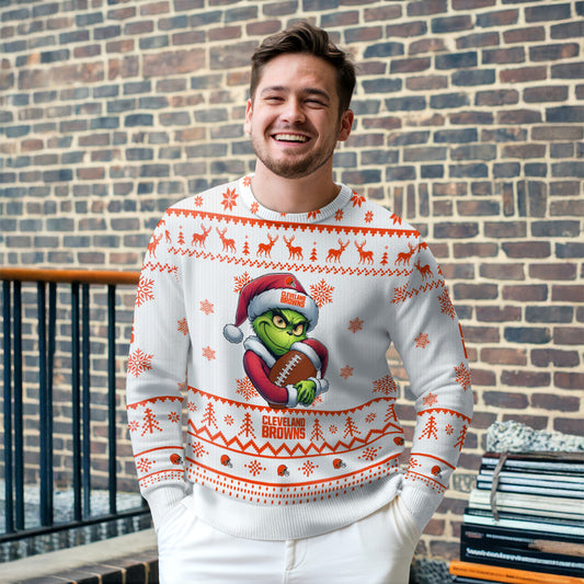 Cleveland Browns Premium Ugly Christmas Sweater Limited Edition AZHGUSW000020White