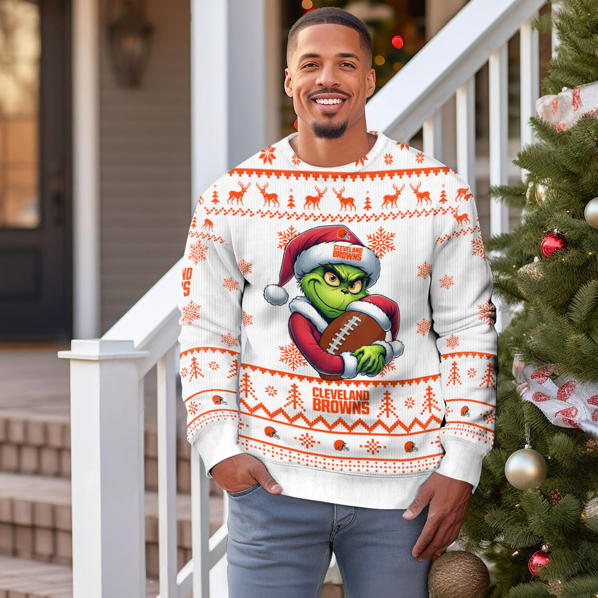 Cleveland Browns Premium Ugly Christmas Sweater Limited Edition AZHGUSW000020White