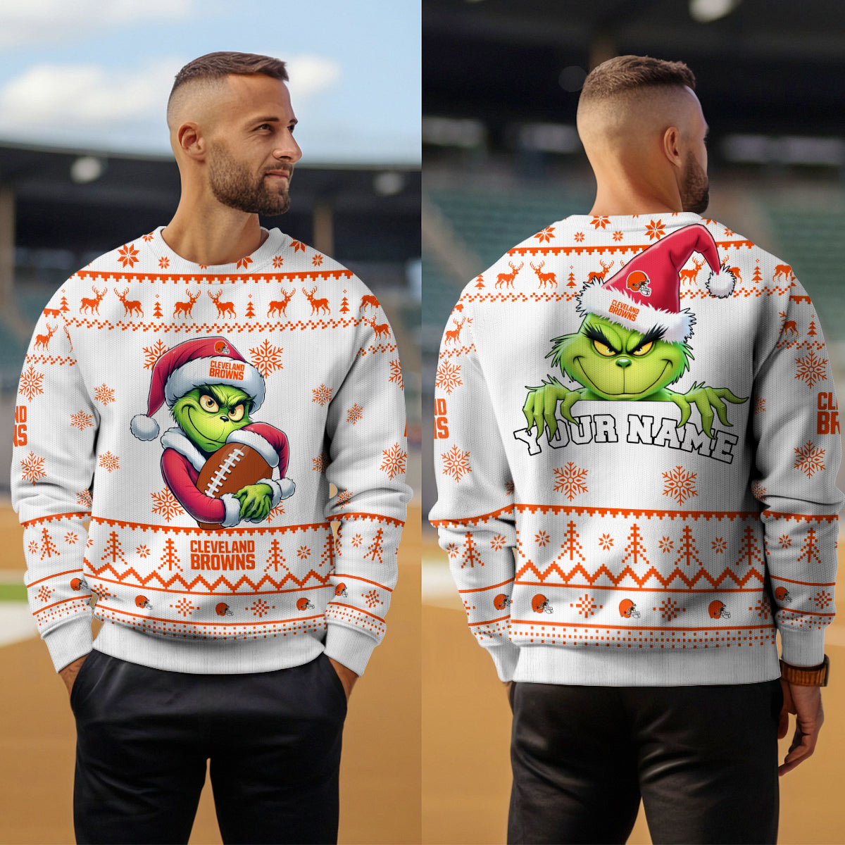 Cleveland Browns Premium Ugly Christmas Sweater Limited Edition AZHGUSW000020White