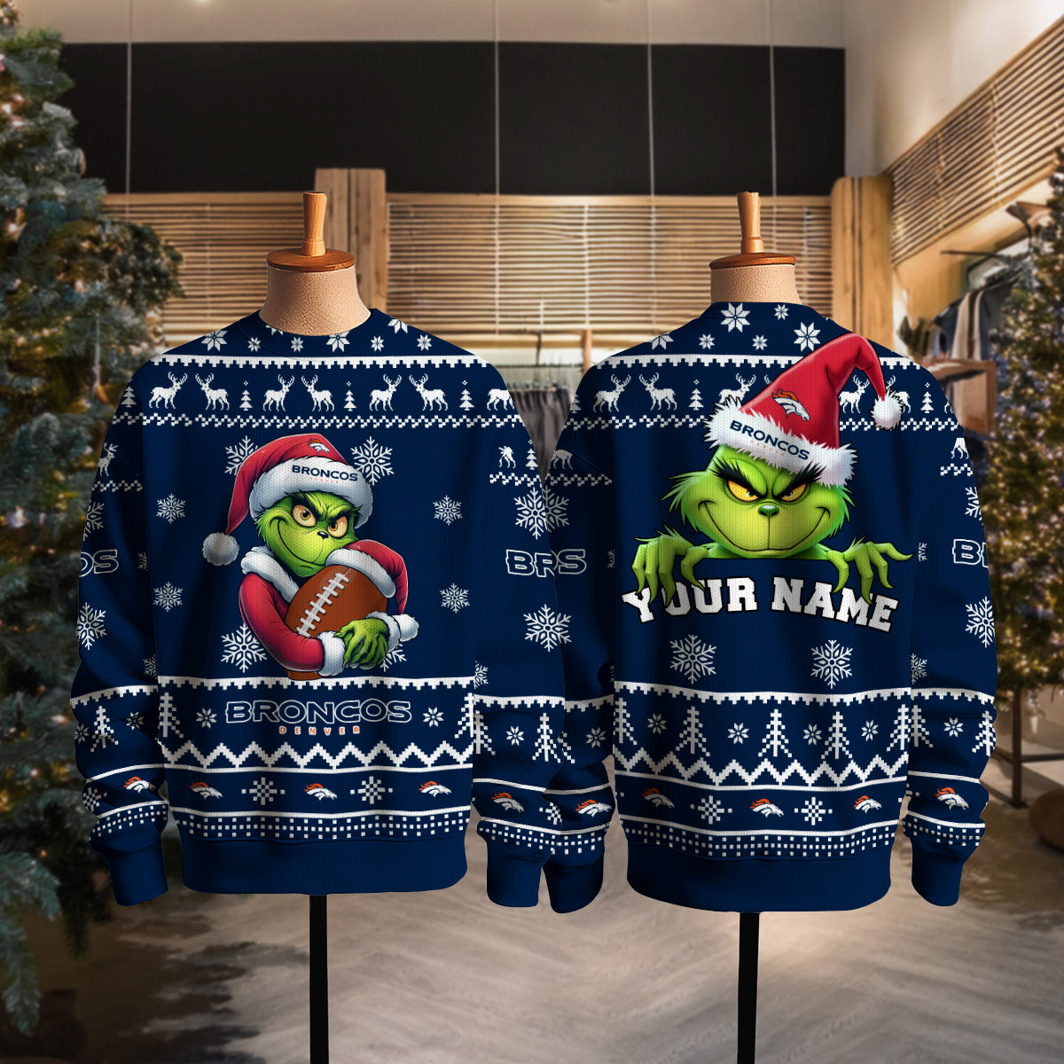 Denver Broncos Premium Ugly Christmas Sweater Limited Edition AZHGUSW000021TeamColor