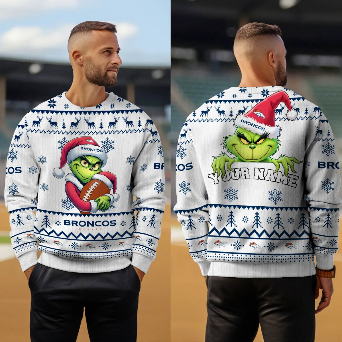 Denver Broncos Premium Ugly Christmas Sweater Limited Edition AZHGUSW000021White