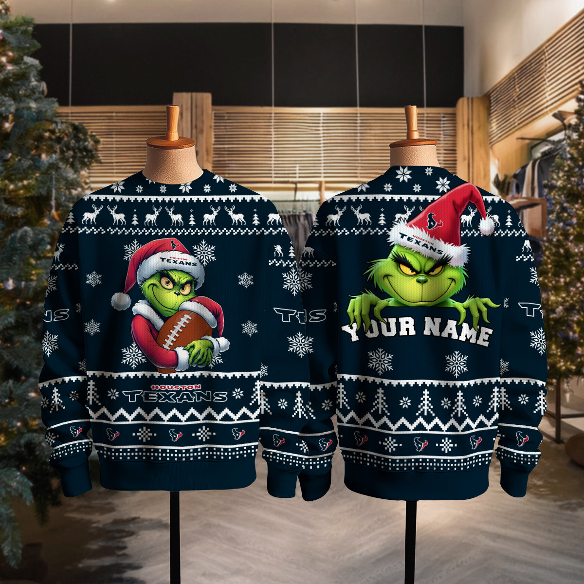 Houston Texans Premium Ugly Christmas Sweater Limited Edition AZHGUSW000022TeamColor