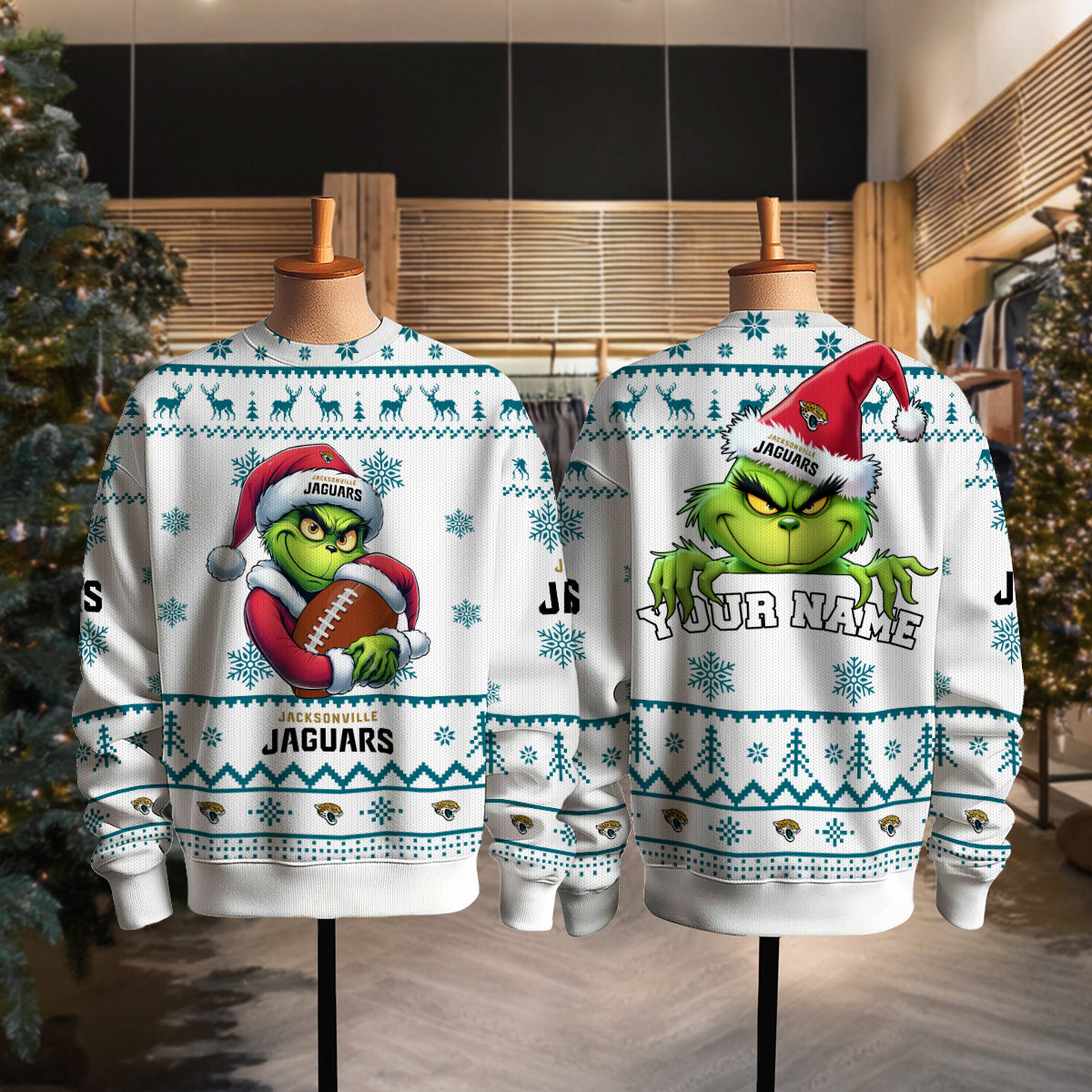 Jacksonville Jaguars Premium Ugly Christmas Sweater Limited Edition AZHGUSW000024White