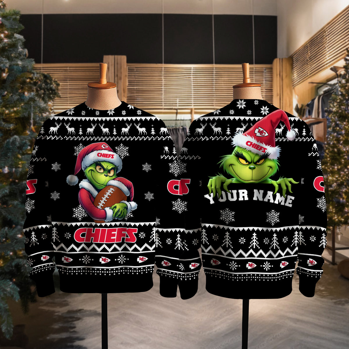 Kansas City Chiefs Premium Ugly Christmas Sweater Limited Edition AZHGUSW000025Black