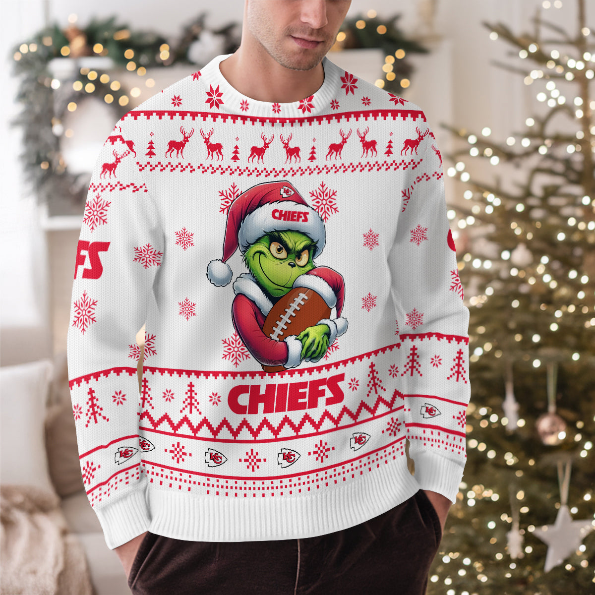 Kansas City Chiefs Premium Ugly Christmas Sweater Limited Edition AZHGUSW000025White