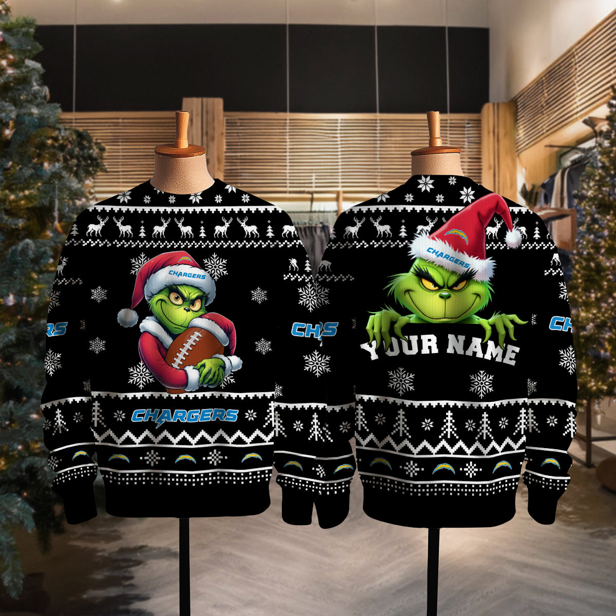 Los Angeles Chargers Premium Ugly Christmas Sweater Limited Edition AZHGUSW000027Black
