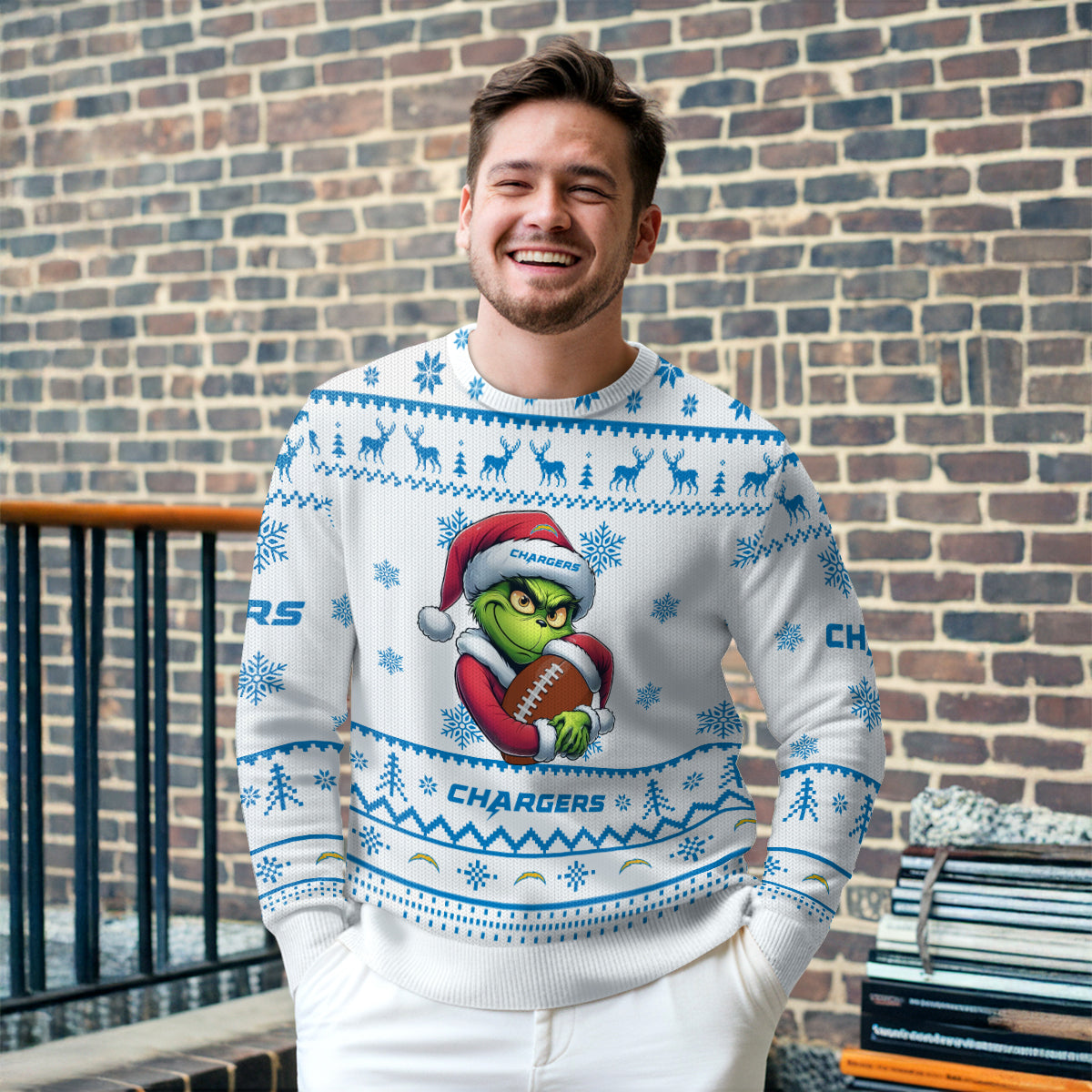 Los Angeles Chargers Premium Ugly Christmas Sweater Limited Edition AZHGUSW000027White