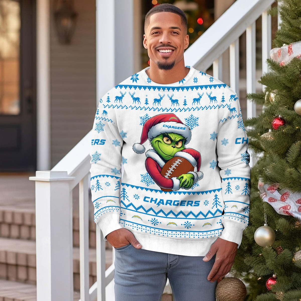 Los Angeles Chargers Premium Ugly Christmas Sweater Limited Edition AZHGUSW000027White