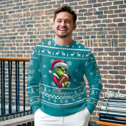 Miami Dolphins Premium Ugly Christmas Sweater Limited Edition AZHGUSW000028TeamColor