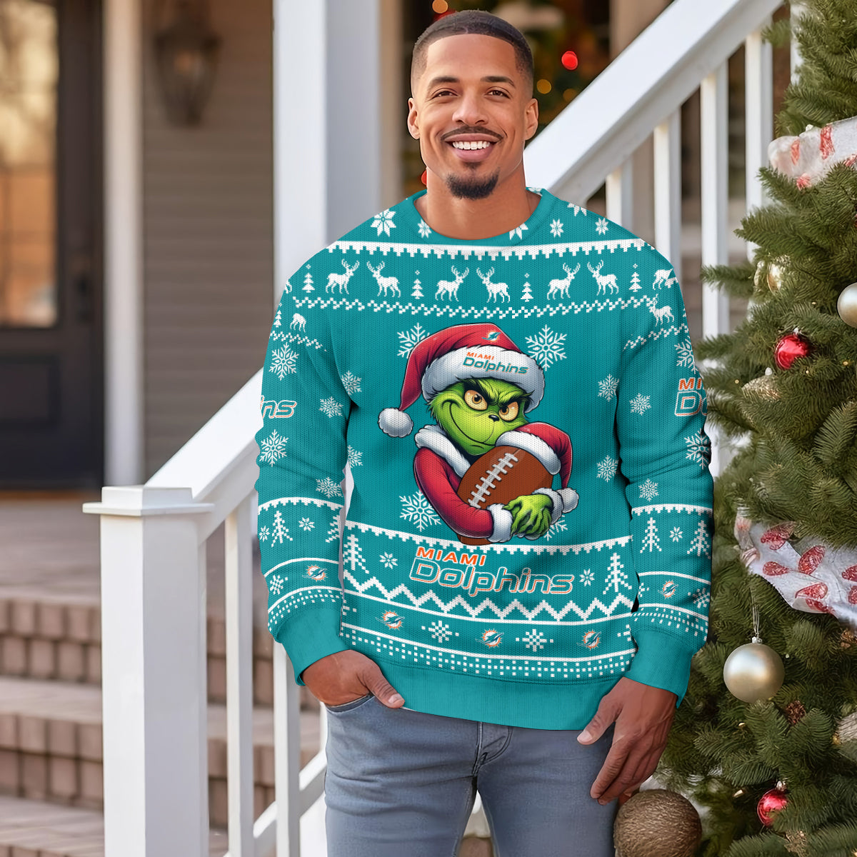 Miami Dolphins Premium Ugly Christmas Sweater Limited Edition AZHGUSW000028TeamColor