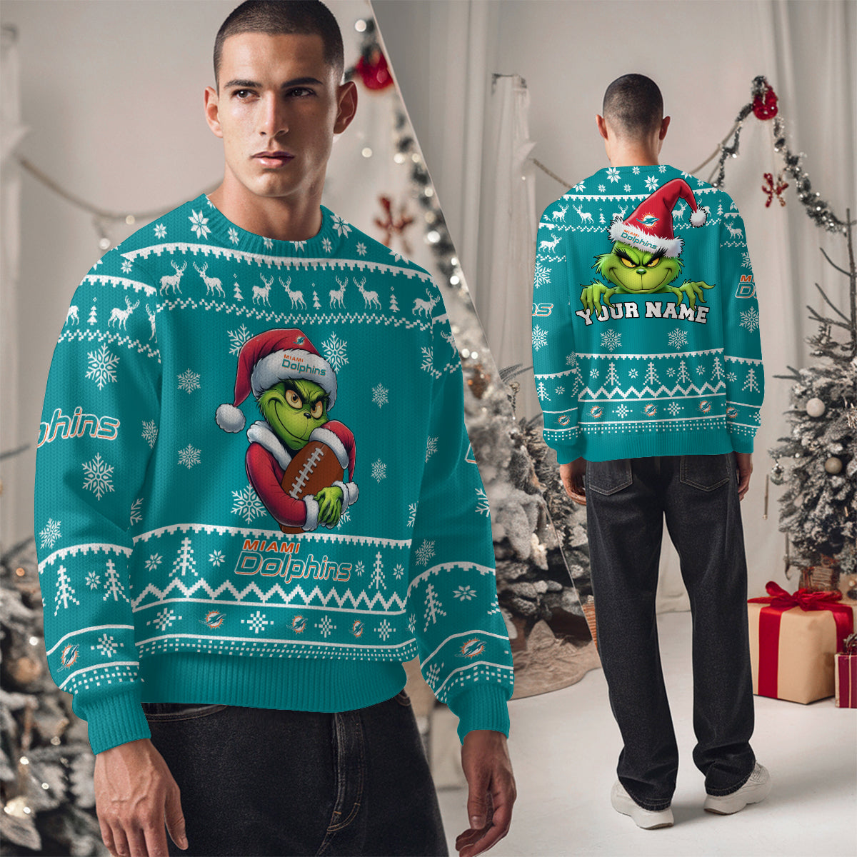 Miami Dolphins Premium Ugly Christmas Sweater Limited Edition AZHGUSW000028TeamColor